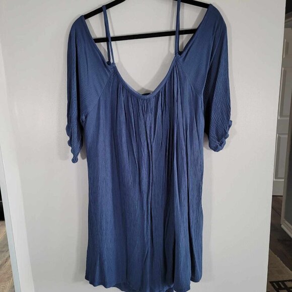 Lily Morgan Navy Blue crepe cold shoulder summer dress - Picture 4 of 11